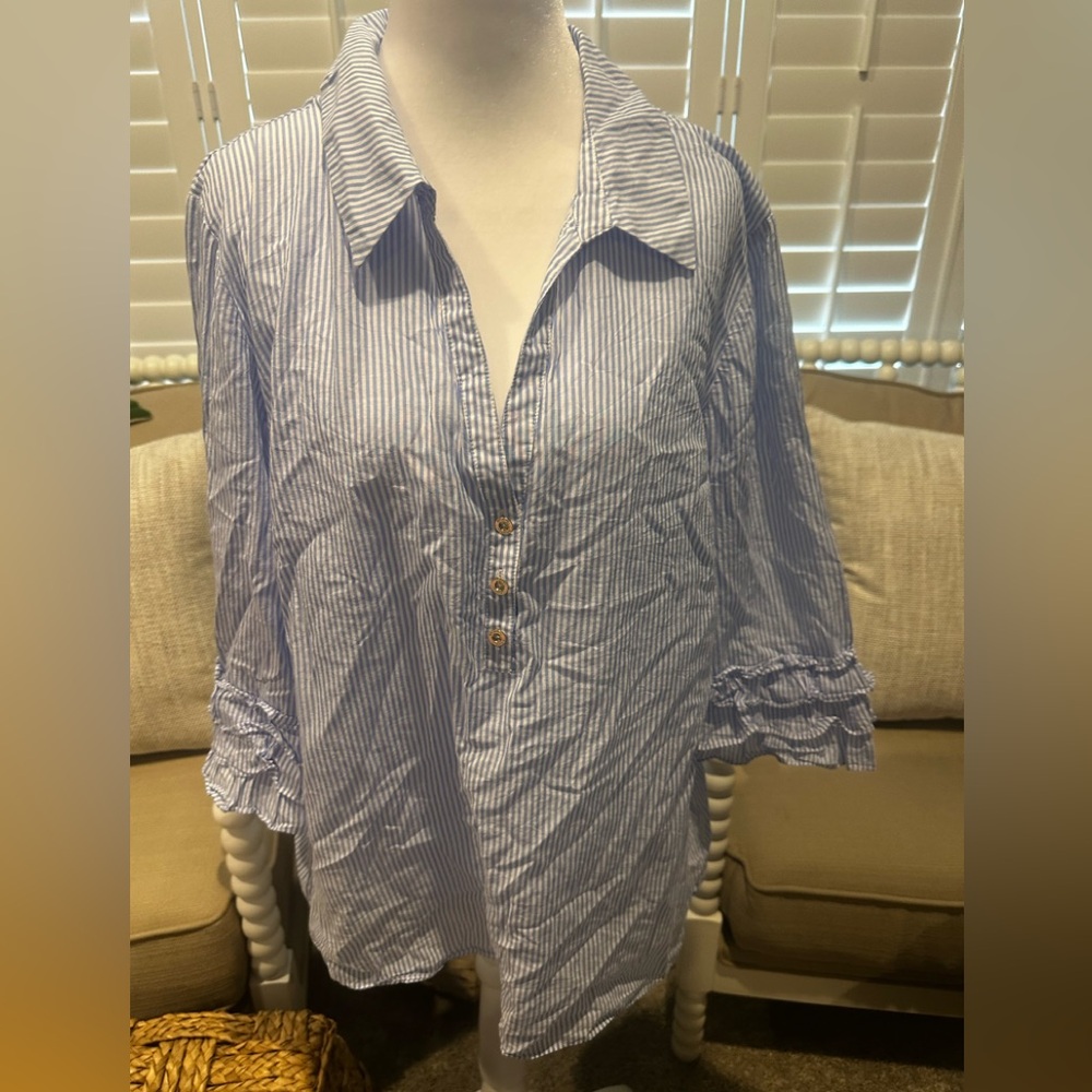 Lilly Pulitzer Blue Striped Button Down Shirt